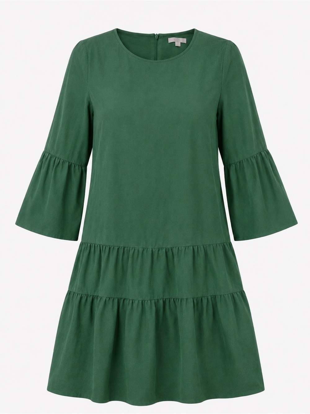 COS Green Tiered Babydoll Dress Bell Sleeve Pockets Size 4